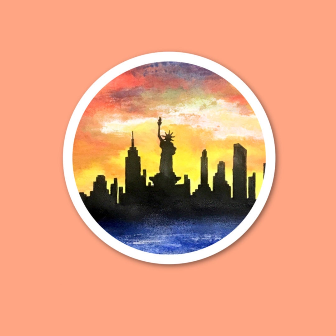 New York Skyline Painting Vinyl Sticker