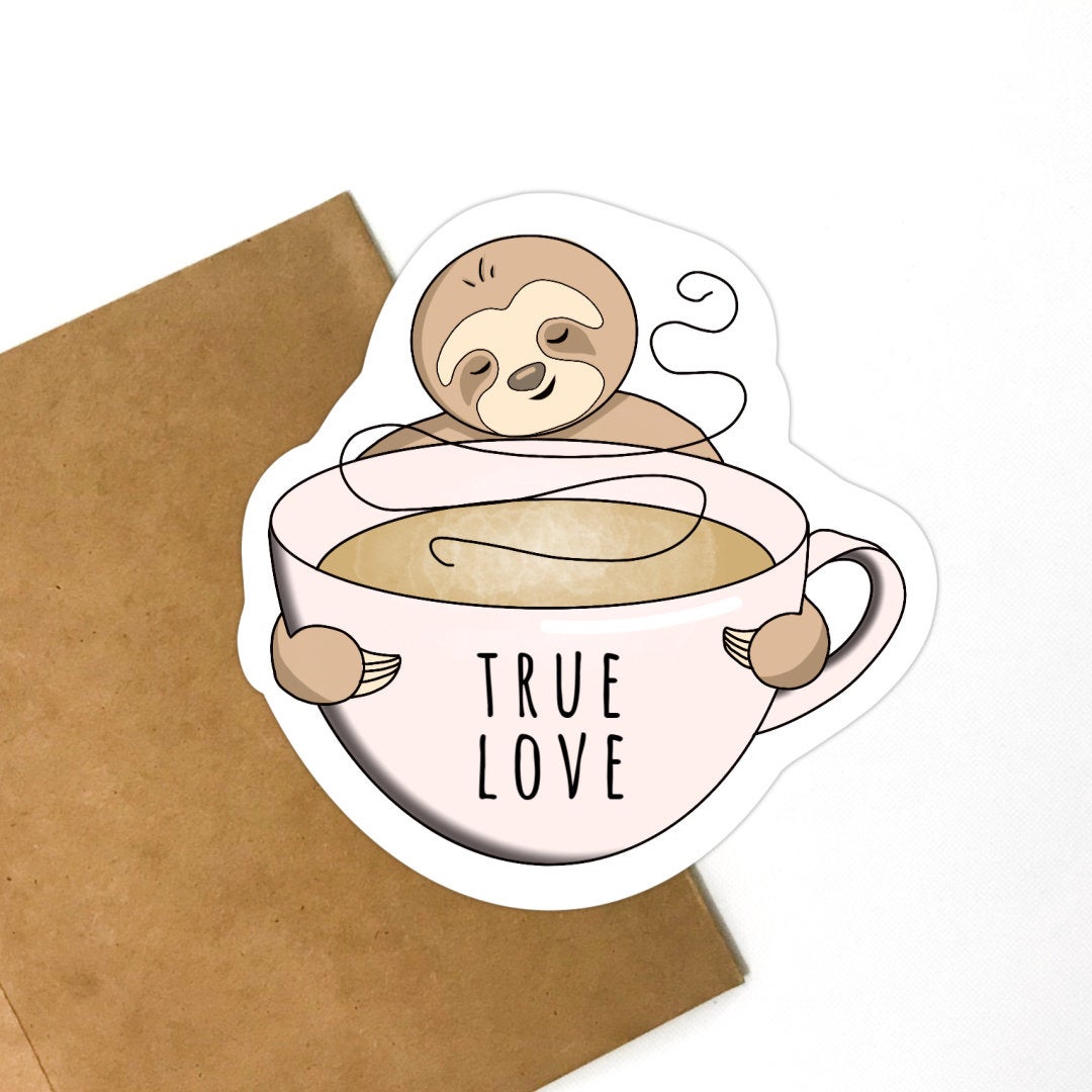 Coffee Lovin' Sloth Vinyl Sticker