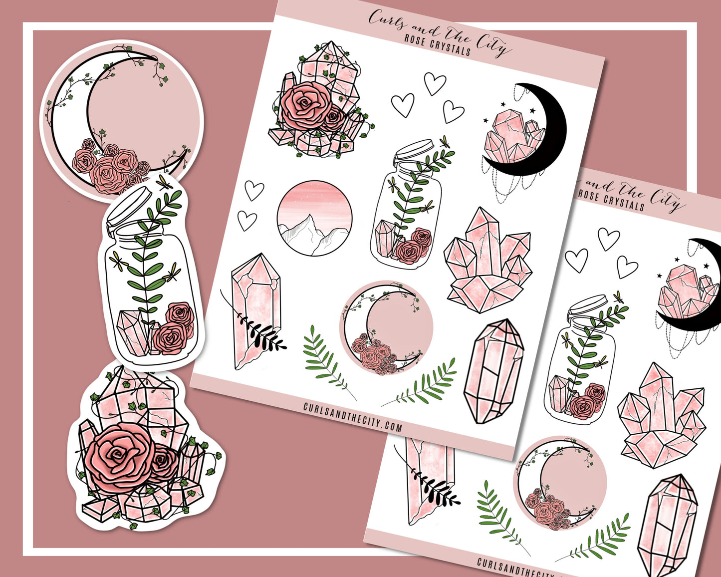 Rose Crystals Sticker Sheet