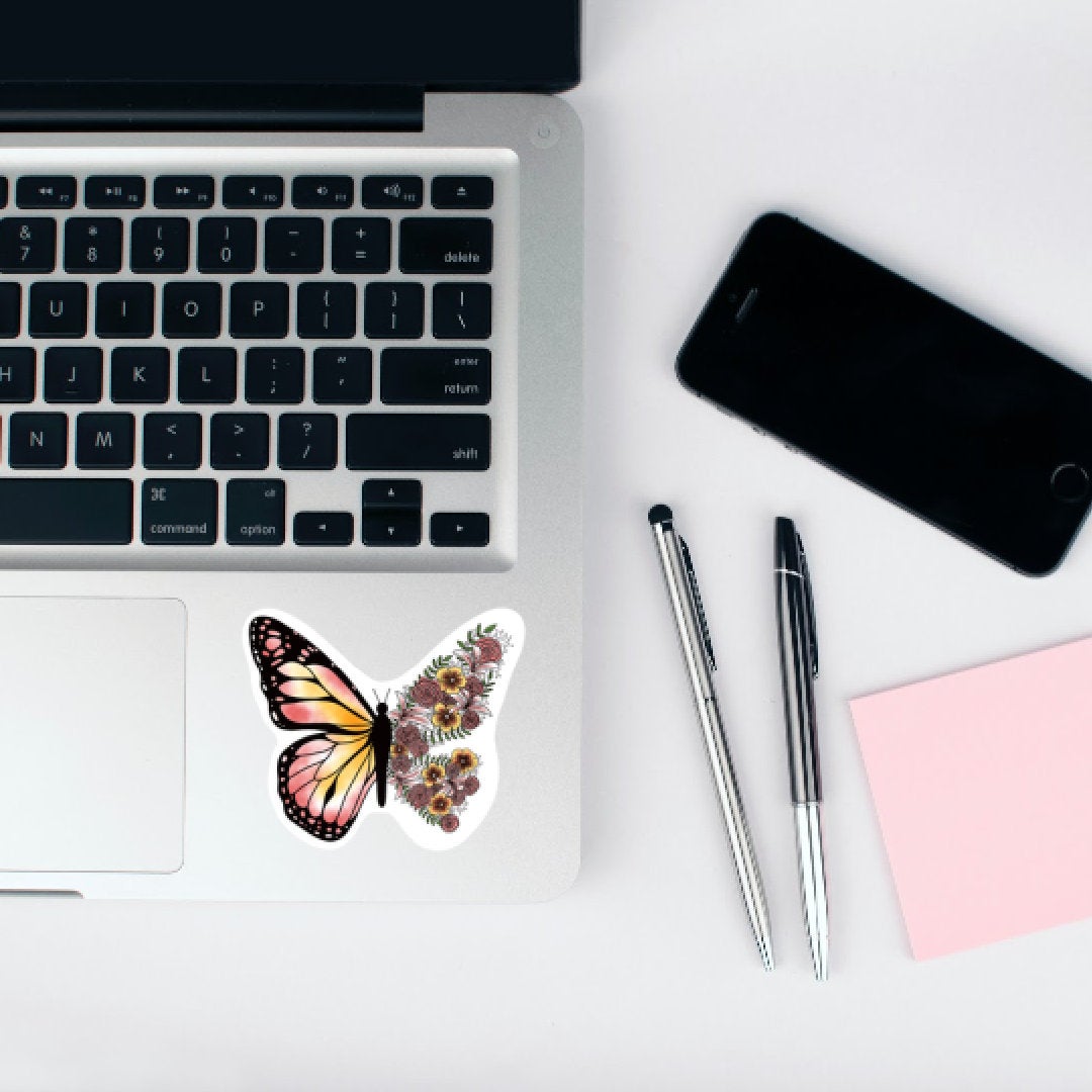 Floral Butterfly Vinyl Sticker
