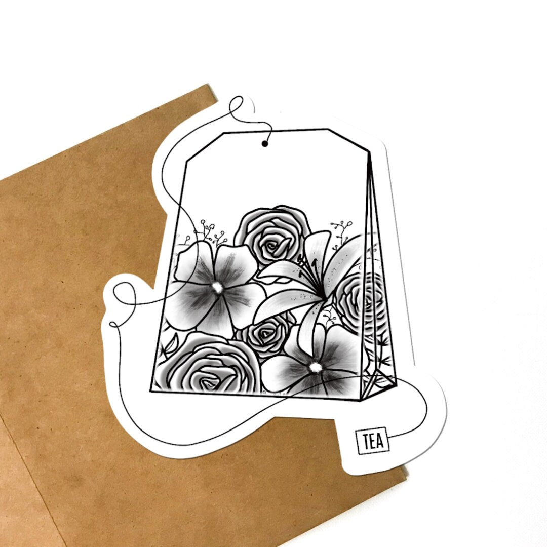 Floral Tea Vinyl Sticker