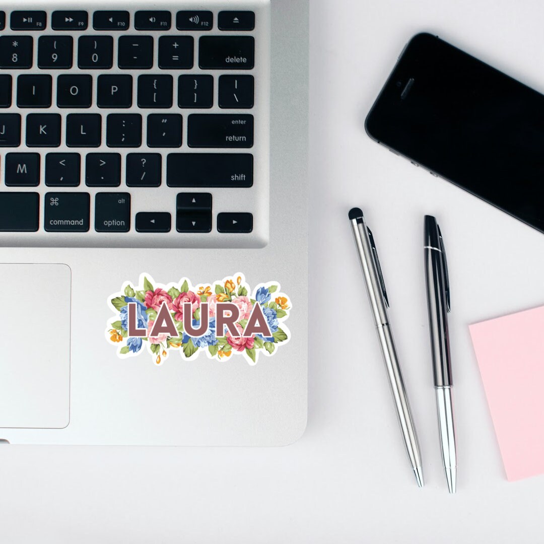 Floral Custom Name Vinyl Sticker