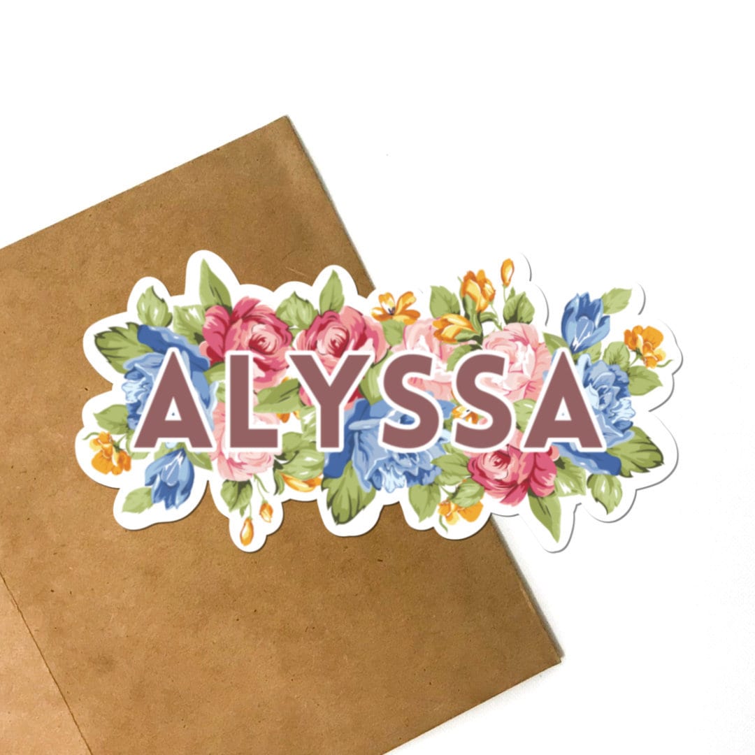 Floral Custom Name Vinyl Sticker