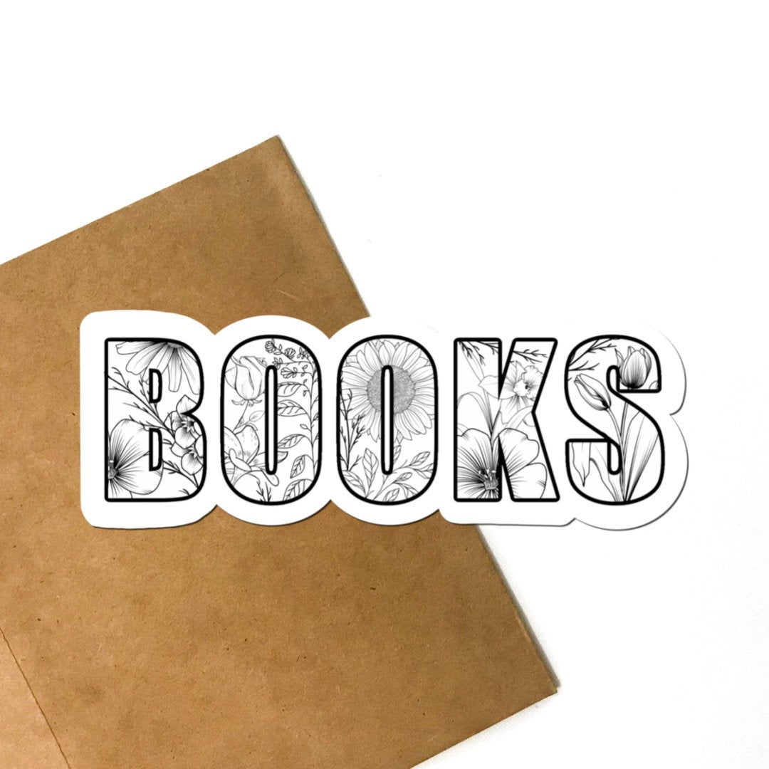 Floral Books Vinyl Sticker