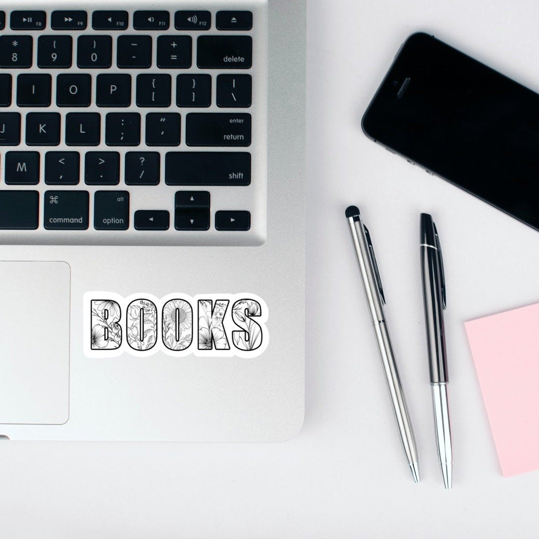 Floral Books Vinyl Sticker
