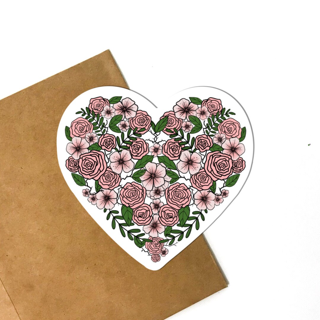 Floral Heart Vinyl Sticker