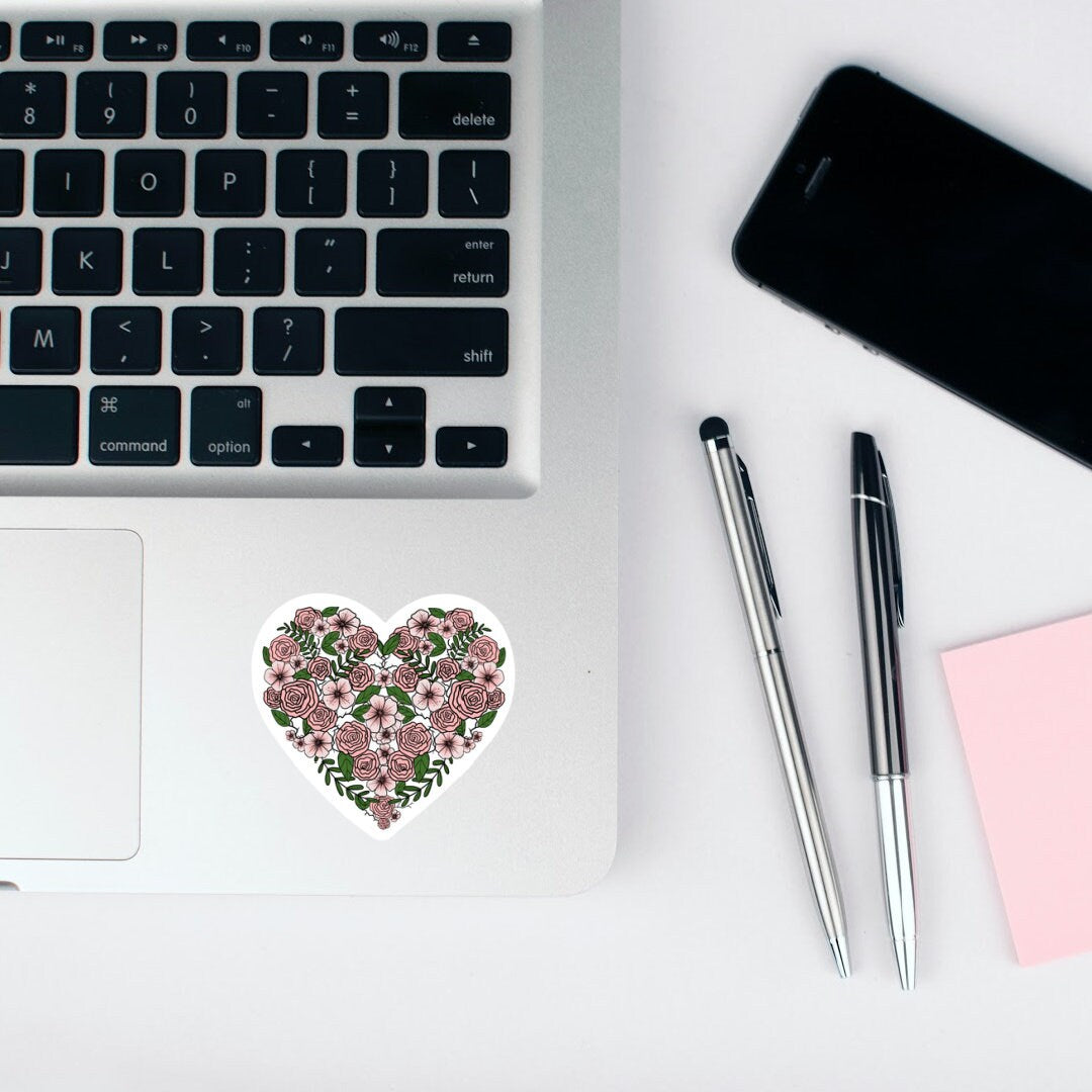 Floral Heart Vinyl Sticker