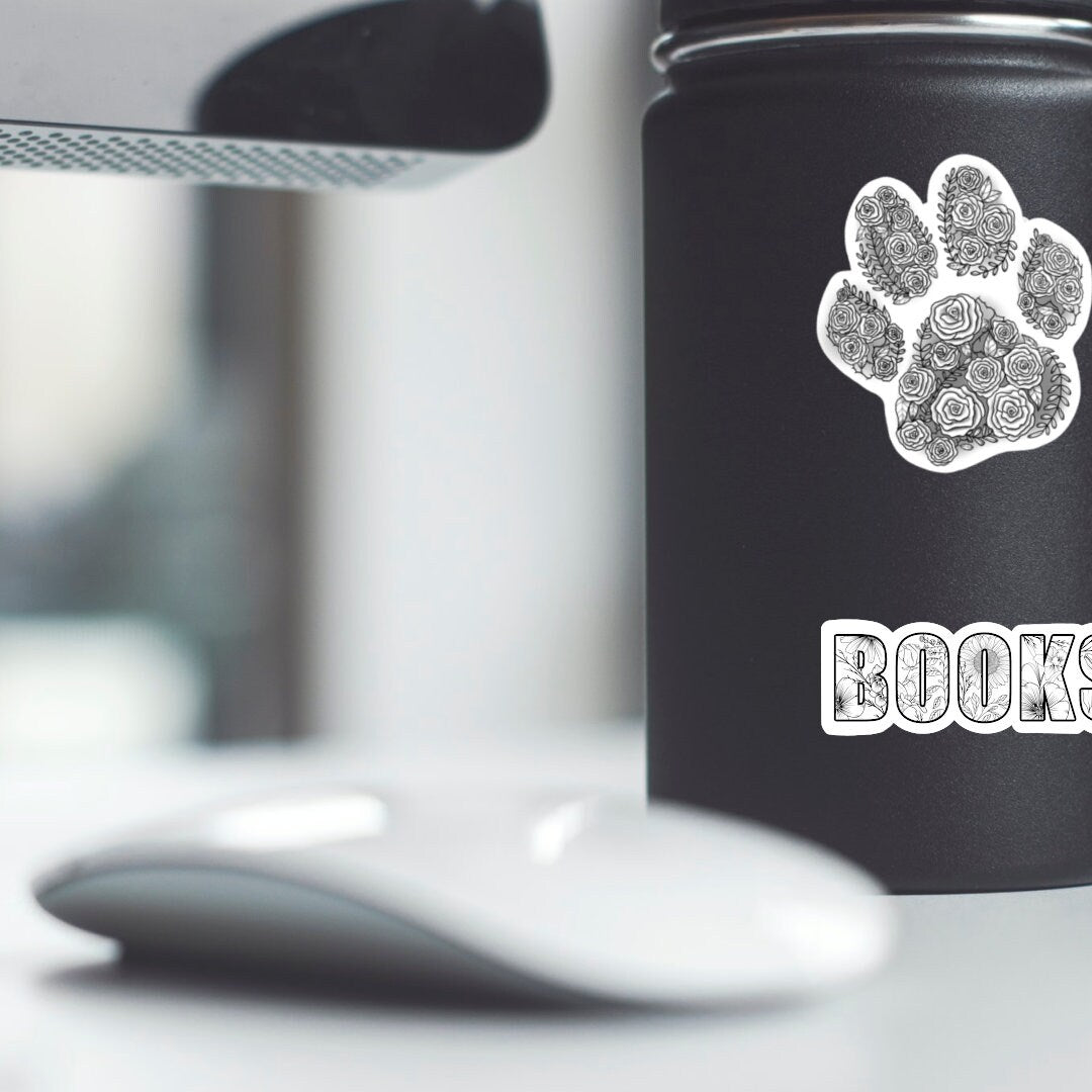 Floral Paw Print Vinyl Sticker