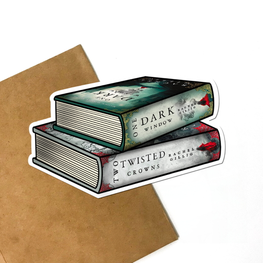 Dark Window Book Stack Sticker