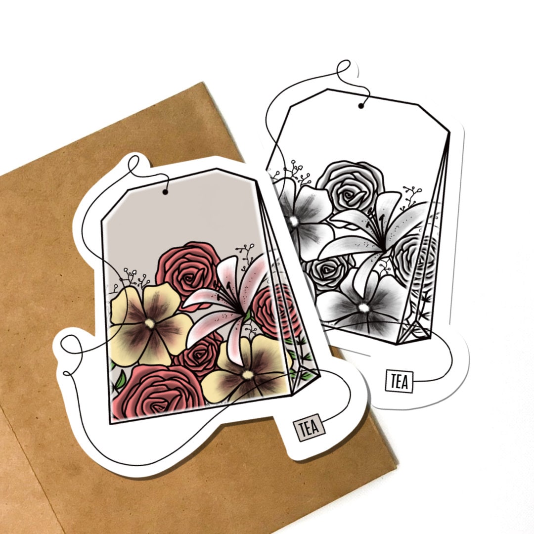 Floral Tea Vinyl Sticker