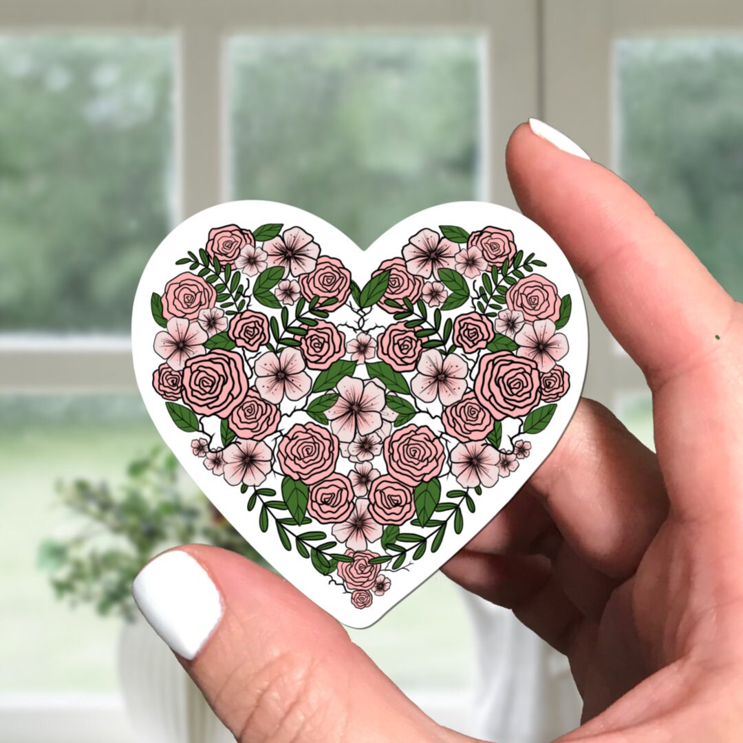 Floral Heart Vinyl Sticker